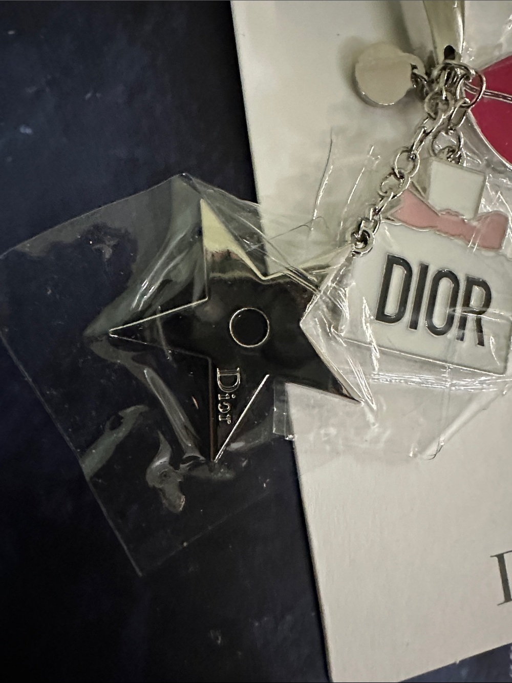 Dior Red Lip Charm Key & Card Holder with nine of spade card - Picture 7 of 9